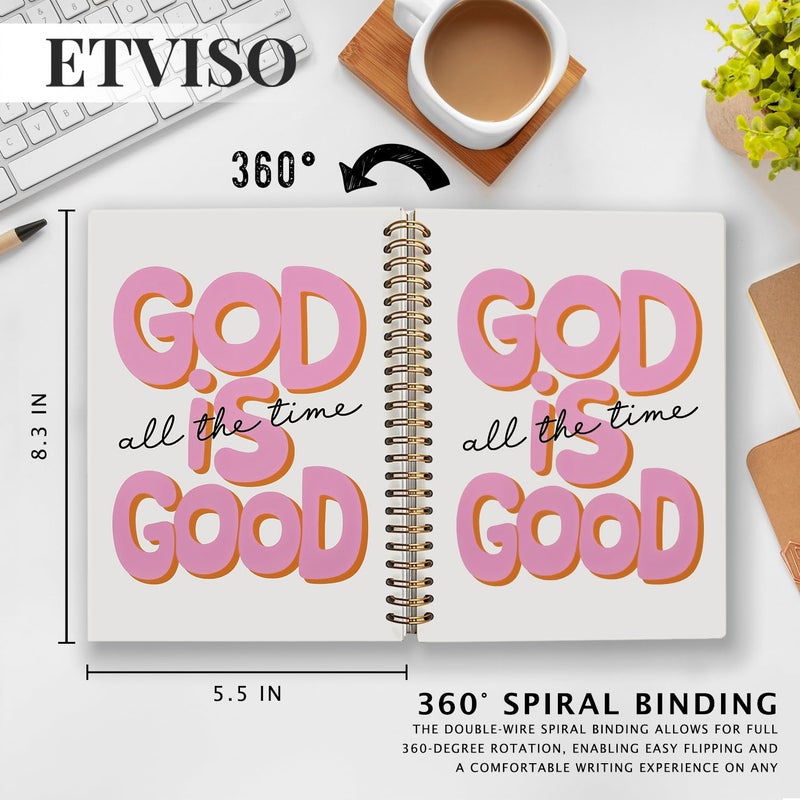 ETVISO Pink Bible Journal Notebook for Women, Inspirational Christian Gifts for Women, Prayer Bible Supplies Journal, Church Notes Notebook, Cute Preppy Aesthetic Hardcover Spiral Notebooks 5.5x8.3 - Image 4