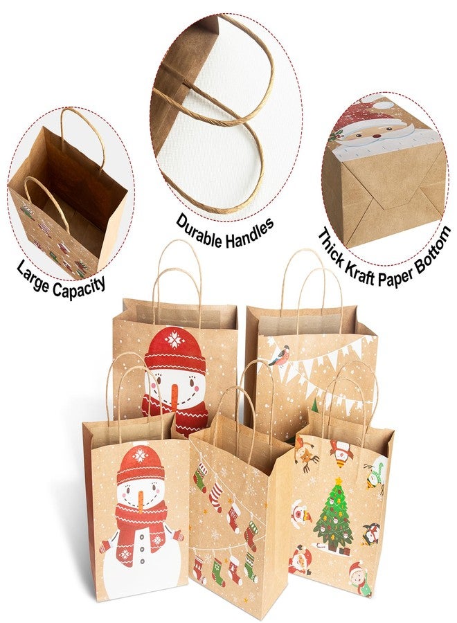 CHARMGIFTBOX Christmas Gift Bags, 24-Pack Kraft Paper Gift Bags with Handles, 12 Large 13” & 12 Medium 9” Assortment for Holiday Party Favors, Gift Wrapping, Xmas Decor - Image 3