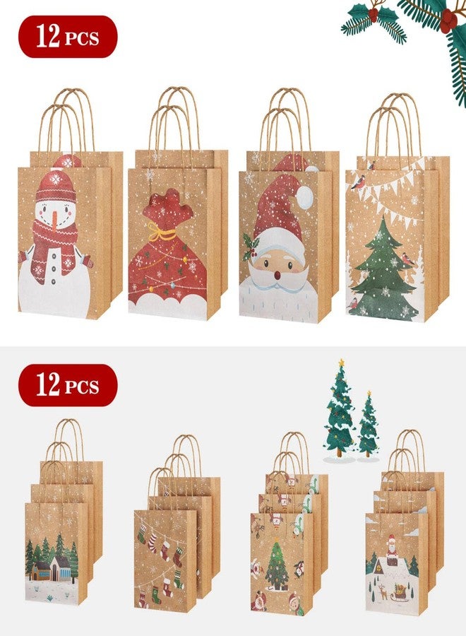 CHARMGIFTBOX Christmas Gift Bags, 24-Pack Kraft Paper Gift Bags with Handles, 12 Large 13” & 12 Medium 9” Assortment for Holiday Party Favors, Gift Wrapping, Xmas Decor - Image 4