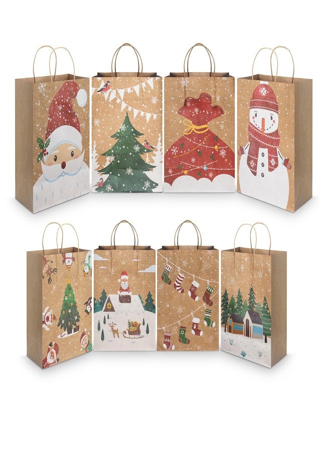 CHARMGIFTBOX Christmas Gift Bags, 24-Pack Kraft Paper Gift Bags with Handles, 12 Large 13” & 12 Medium 9” Assortment for Holiday Party Favors, Gift Wrapping, Xmas Decor - Image 1