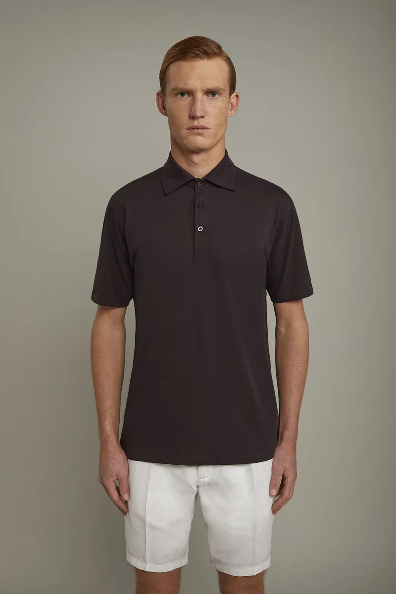 Men's polo shirt short sleeves 100% supima cotton regular fit - Bordeaux