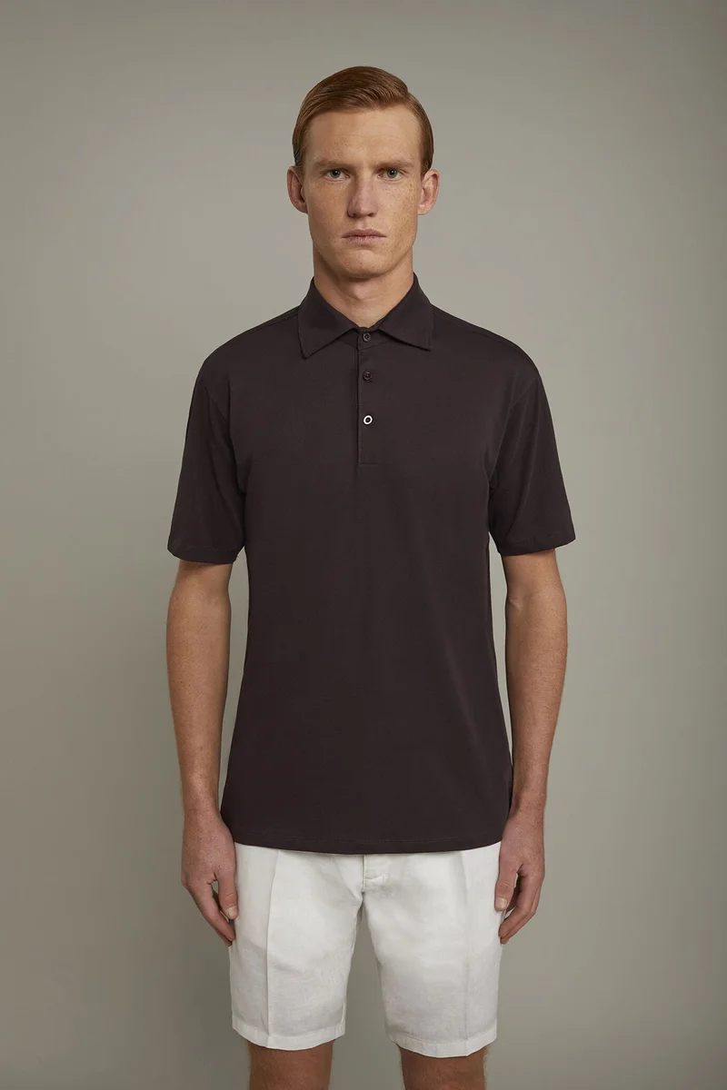 Doppelganger Red Men's polo shirt short sleeves 100% supima cotton regular fit - Bordeaux for Men | Best Price UAE