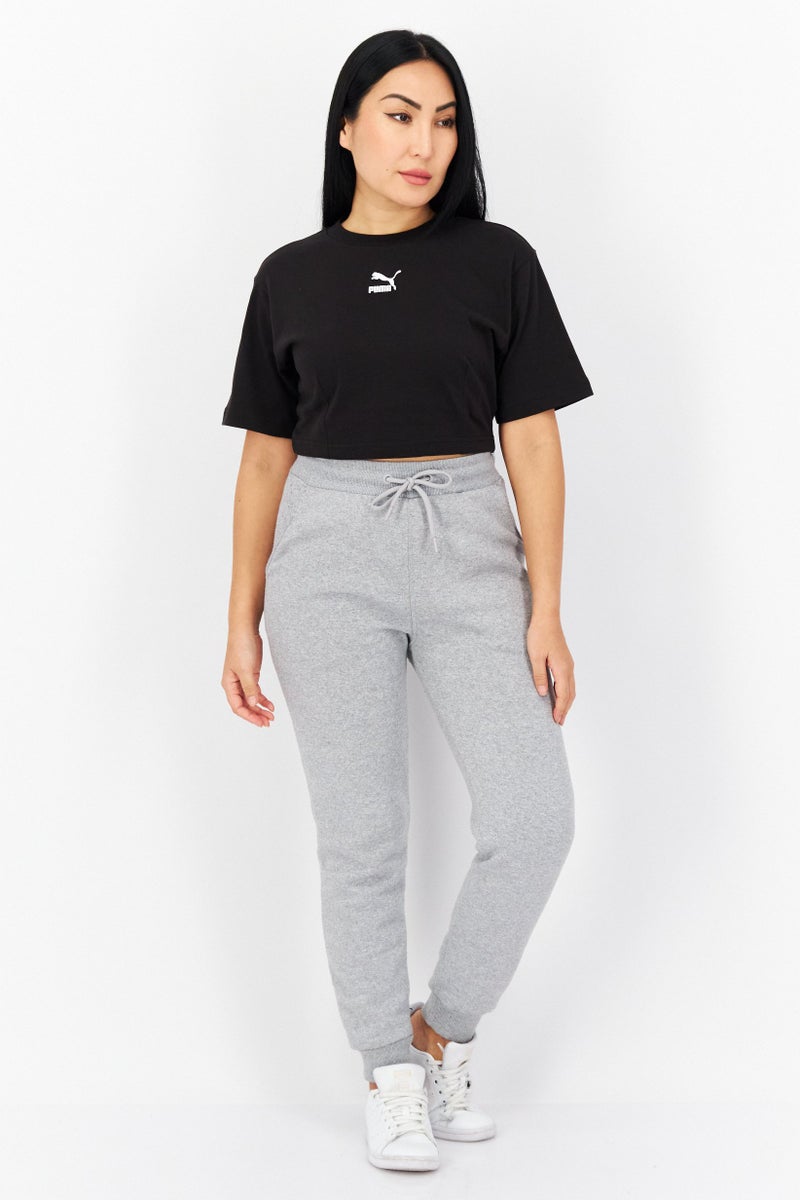 PUMA Women Relaxed Fit Short Sleeve Brand Logo Training Crop Top, Black  - Image 4