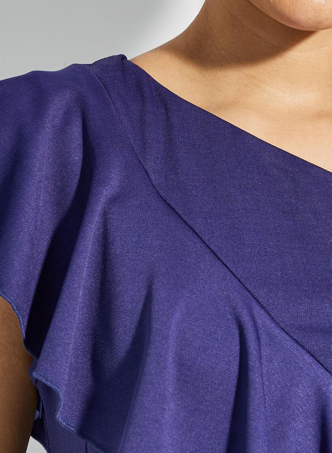 Styli Ruffled One Shoulder Neck Mermaid Cut Maxi Dress  - Image 3