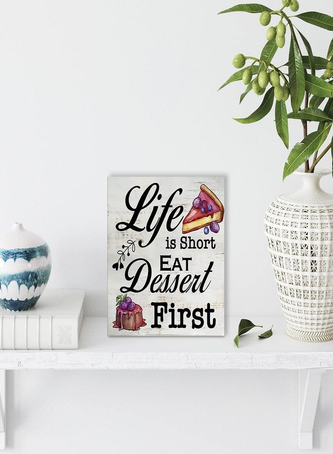 MAVOTEN Rustic Kitchen Wood Box Sign Life is Short Eat Dessert First Wooden Box Sign Home Kitchen Desk Shelf Decor (5 X 5 Inch) - Image 4
