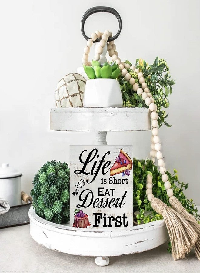 MAVOTEN Rustic Kitchen Wood Box Sign Life is Short Eat Dessert First Wooden Box Sign Home Kitchen Desk Shelf Decor (5 X 5 Inch) - Image 5
