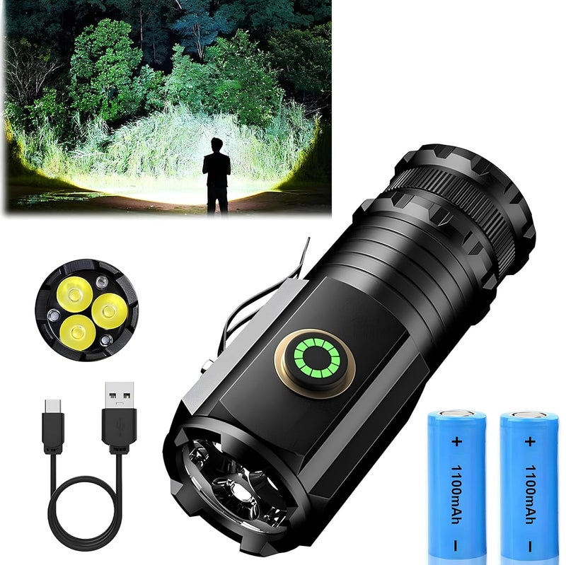 Feelon مصباح فیلون 10000 لومن 4 أوضاع مصابيح فلاش قابلة للشحن مقاومة للماء مصباح جيب مع مشبك مصباح مغناطيسي للتخييم والمشي والطوارئ مع بطاريتين - Image 1