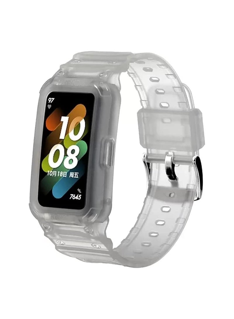 بديل حزام الساعة المصنوع من مادة TPU الناعمة لسوار السيليكون Huawei Band 7 (شفاف) - Image 1