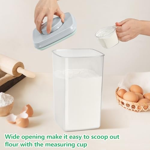 TBMAXS Airtight Flour Rice Storage Container with Pop-up Lid - 4.2 Qt Crystal-Clear Plastic Spaghetti Container, Tall and Slim Food Storage Bin Fit for Kitchen Pantry Organization - Image 4
