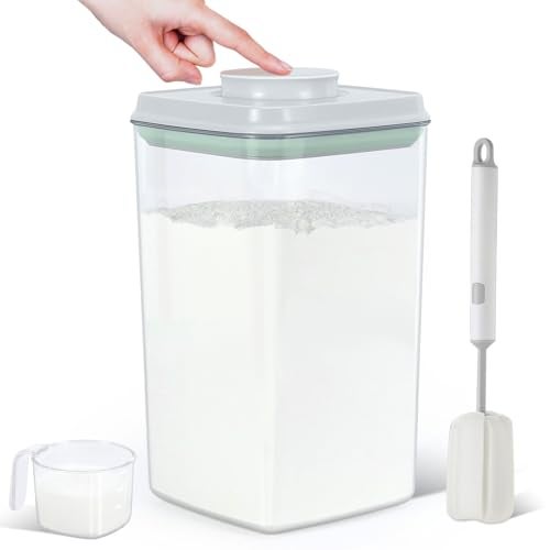TBMAXS Airtight Flour Rice Storage Container with Pop-up Lid - 4.2 Qt Crystal-Clear Plastic Spaghetti Container, Tall and Slim Food Storage Bin Fit for Kitchen Pantry Organization - Image 1