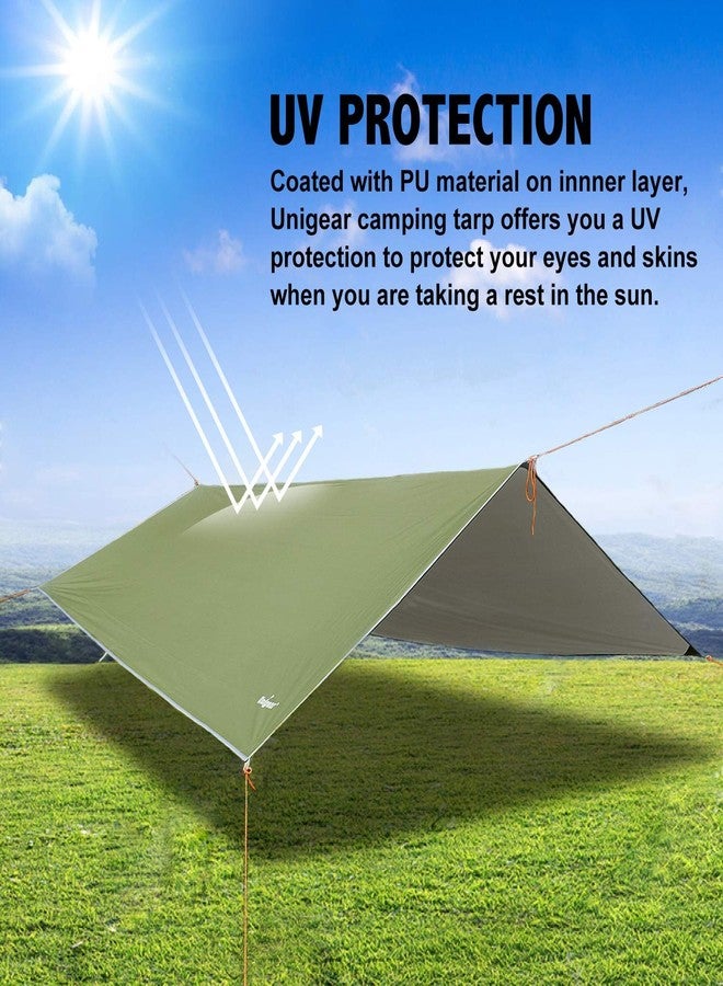 Unigear Tarp 4 x 4 Waterproof Tent Tarpaulin for Hammock with Eyelets + 8 Pegs + 8 Ropes, Rain Cover Sun Protection for Outdoor Camping Reusable - Image 5