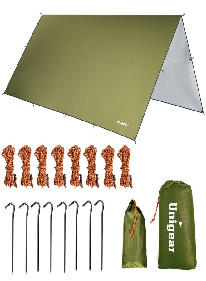 Unigear Tarp 4 x 4 Waterproof Tent Tarpaulin for Hammock with Eyelets + 8 Pegs + 8 Ropes, Rain Cover Sun Protection for Outdoor Camping Reusable - Image 1