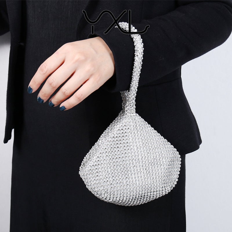 Rhinestone Embellished Handmade Evening Clutch with Top Handle for Women - Image 2