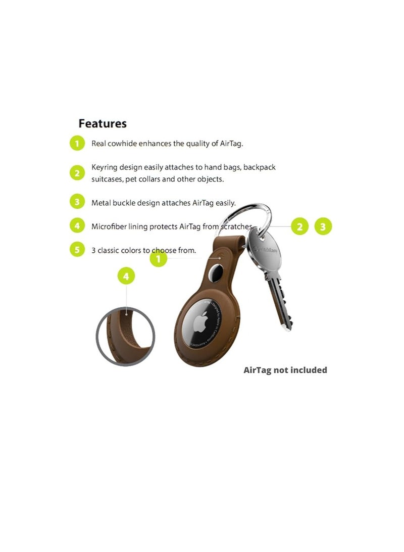 Switcheasy Wrap (Leather) For Airtag - Saddle Brown - Image 2