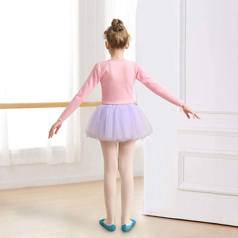 DANSHOW Girls Ballet Wrap Tops Kids Long Sleeve Dance Sweater,Velvet Inner(824-150-08) - Image 5
