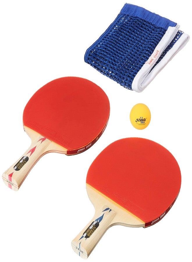 DHS TT BAT S-S4F2 DHS with TT Ball DHS 40MM 2 Star Orange (6 Pcs Box) (Black/Blue) TT NET410 - Image 1