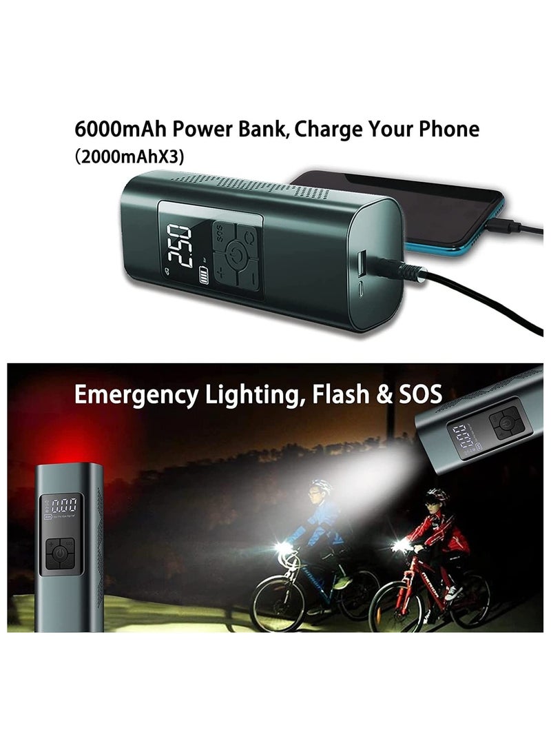 Zikra Portable Tire Inflator, Electric Air Compressor, 150PSI Tire Inflator Pump with 6000mA Battery, Smart Tire Inflation Pump with LCD Screen/Auto-Off/Emergency LED Light for Vehicle/Bikes/Balls - Image 5