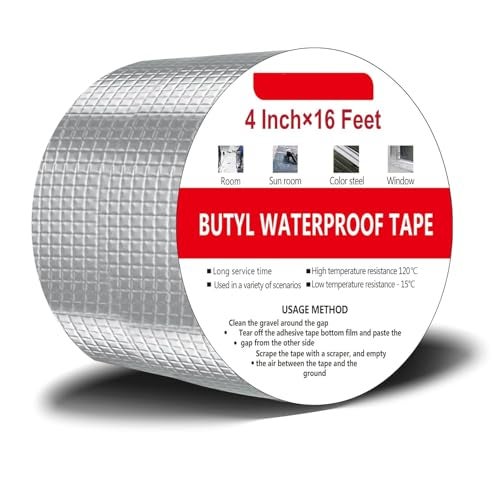 SWAMINE Super Strong Adhesive Waterproof tape Permanent Repair Aluminum Butyl Roof Water Leakage Solution Rubber Foil Suitable for Leak,surface Crack, Window Sill Gap,Sealing,Tank 4 Inch (10CM*5M (Pack Of 1) - Image 1
