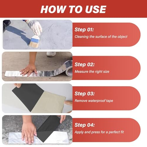 SWAMINE Super Strong Adhesive Waterproof tape Permanent Repair Aluminum Butyl Roof Water Leakage Solution Rubber Foil Suitable for Leak,surface Crack, Window Sill Gap,Sealing,Tank 4 Inch (10CM*5M (Pack Of 1) - Image 5