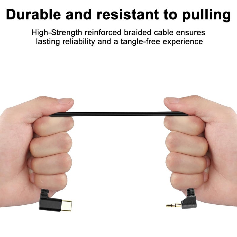 XMSJSIY Type C to 2.5mm Audio Cable USB C Male to 2.5mm TRS 3 Pole Male AUX 90 Degree Right Angle Headphone Jack Replacement Extension Cable Gold Connector Plated- 29cm/11inch 2Pcs - Image 4