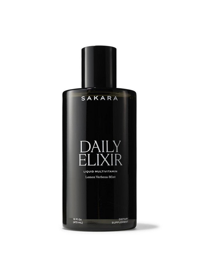SAKARA Daily Elixir Liquid Multivitamin - Essential Nutrients for Radiant Skin & Cognitive Health - Plant-Based Bioavailable Formula with Vitamin E & Selenium - Sugar-Free Lemon Verbena-Mint, 16 fl oz - Image 1