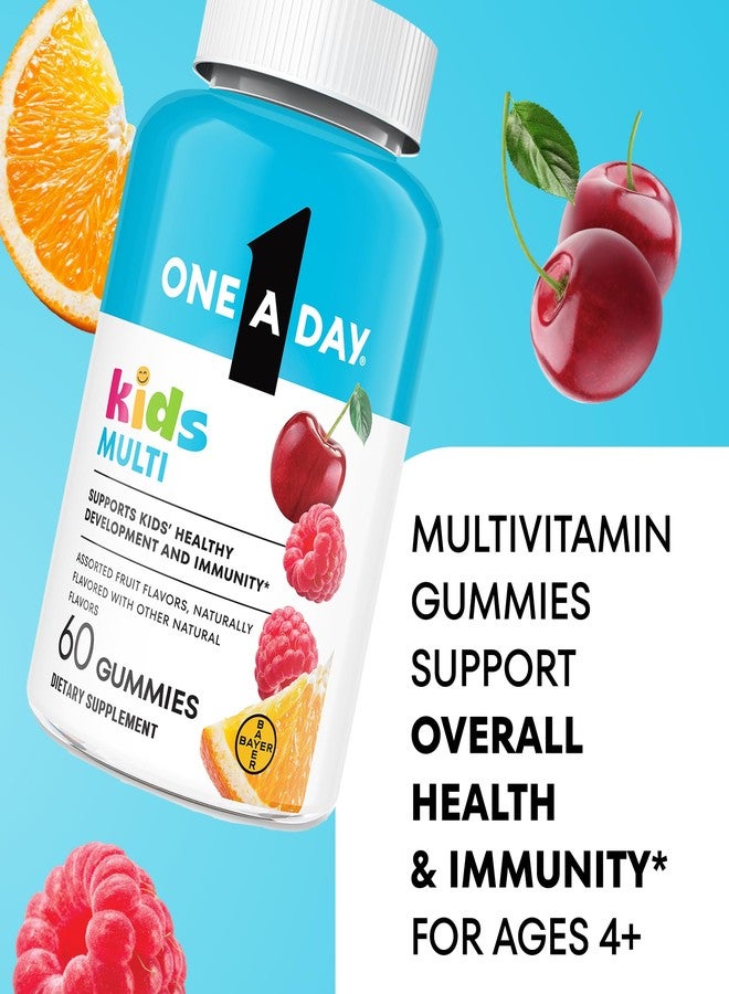 One A Day Kids Multivitamin Gummies, Kids Vitamins with Vitamin C, D, E & Zinc for Immune Support, Childrens Gummy Vitamins, Assorted Fruit Flavors, 60ct (Packaging May Vary) - Image 2