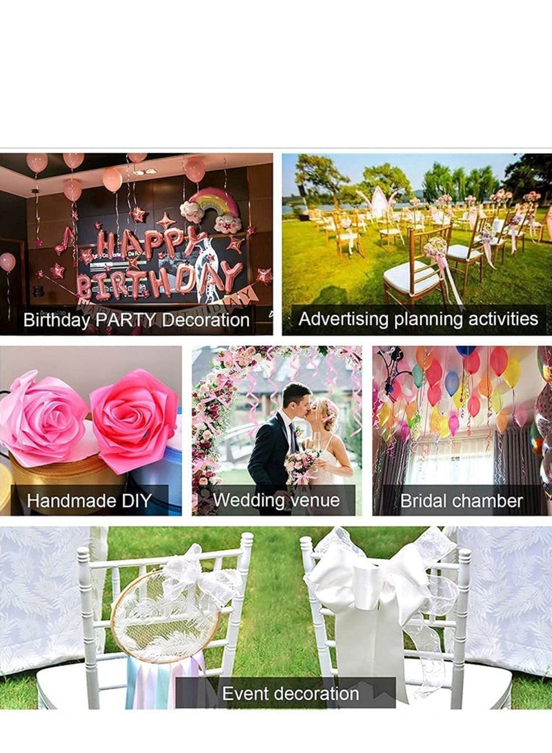 MARKQ شريط ساتان فضي 24 مم × 25 ياردة من قماش البوليستر لتغليف الهدايا، هدايا الحفلات، زينة الزفاف، صنع الأشرطة، باقات، مشاريع الخياطة ومواد الحرف اليدوية - Image 5