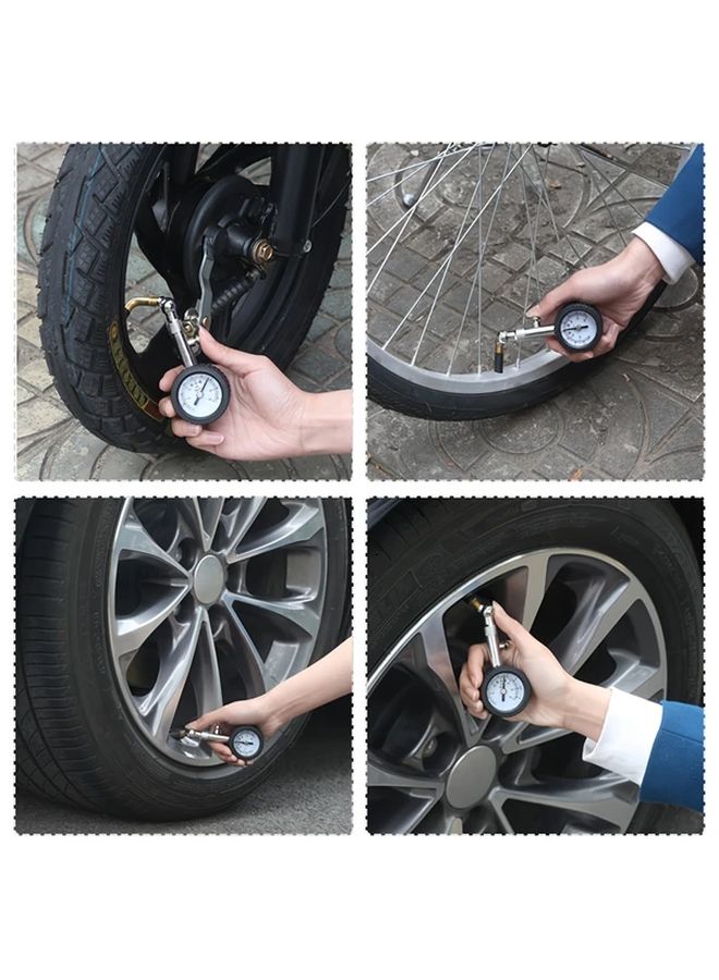 Silver High Precision 60 PSI Tire Pressure Gauge Mechanical Car Tool - Image 4