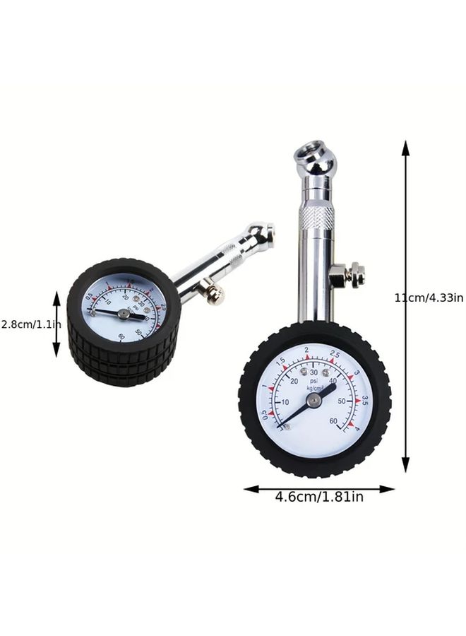 Silver High Precision 60 PSI Tire Pressure Gauge Mechanical Car Tool - Image 2