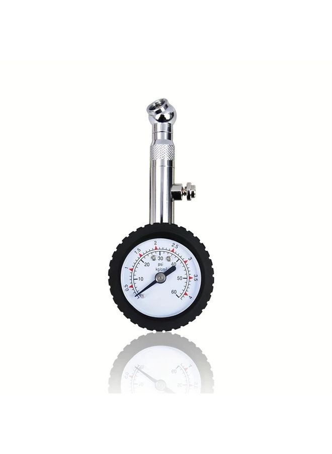 Silver High Precision 60 PSI Tire Pressure Gauge Mechanical Car Tool - Image 1