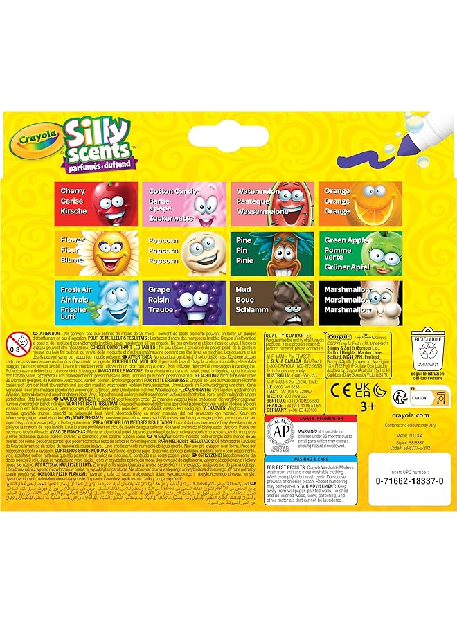 كرايولا مجموعة أقلام تحديد معطرة من Silly Scents، تحتوي على 12 قلمًا برائحة وألوان متطابقة، أدوات فنية معطرة لإبداع الأطفال، حبر قابل للغسل، غير سام، مثالي للأعمار من 3 سنوات فما فوق - Image 5