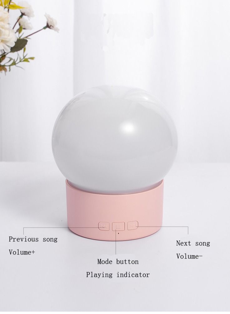 شور كزة الكرة بجانب السرير LED مصباح الإسقاط مصباح الموسيقى مربع ليلي مصباح للطفل الأبيض الوردي - Image 2