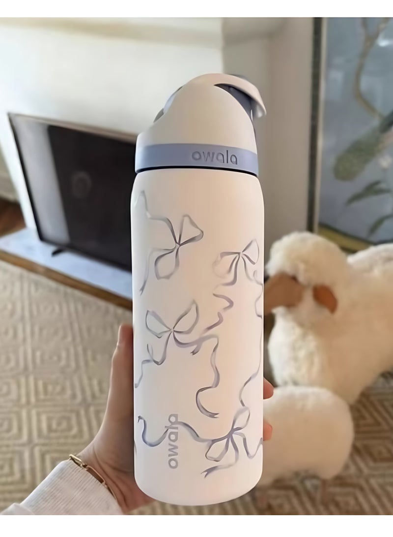 Owala FreeSip Double Insulated Stainless Steel Sports Water Bottle | With Straw | BPA-Free | 1-Pack | 32 oz (Blue Tie) - Image 4