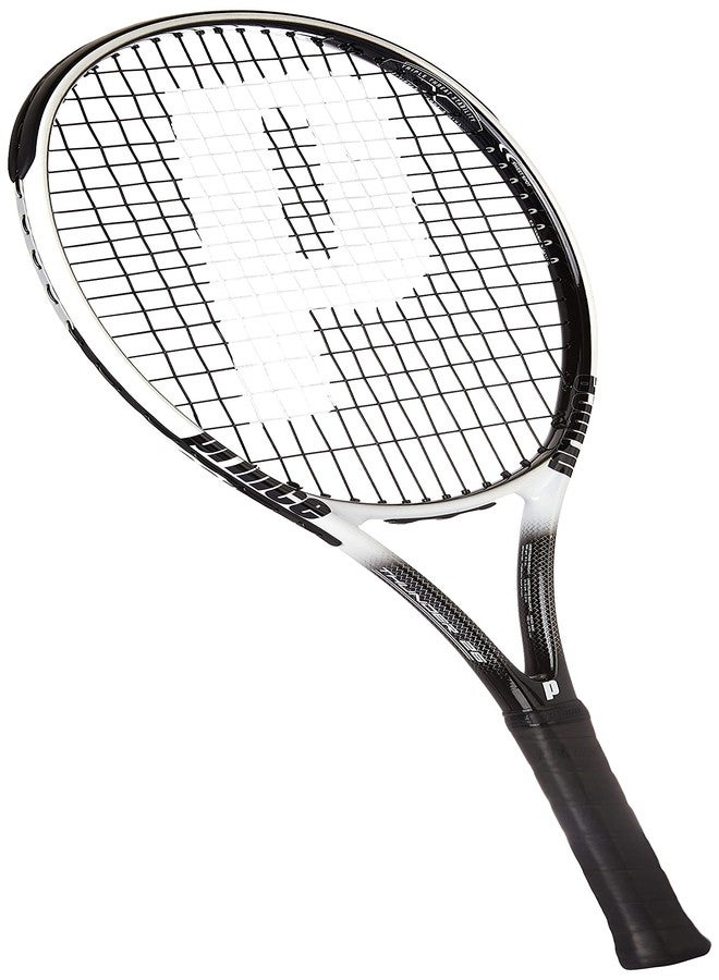 برنس مضرب تنس برينس ثاندر 26، برينس ستيج 2 - برتقالي - 12 كرة تنس قياسية مع خيط، بوليستر بطول 16، وشريط رأس، أزرق داكن - Image 2