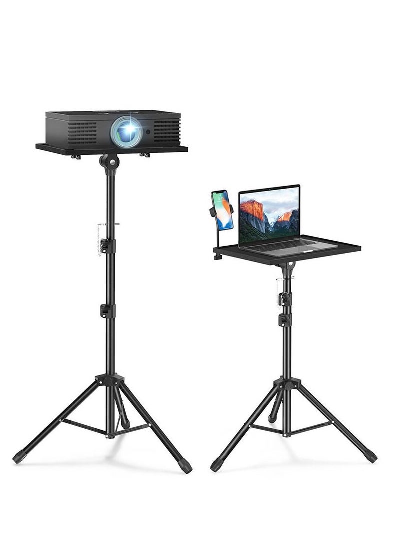 T-Sign - Projector Laptop Floor Stand Portable Lectern Table Adjustable to 1.2m tall Folding Heavy Duty Tripod Base Tray Bedside Notebook Stand - Image 1