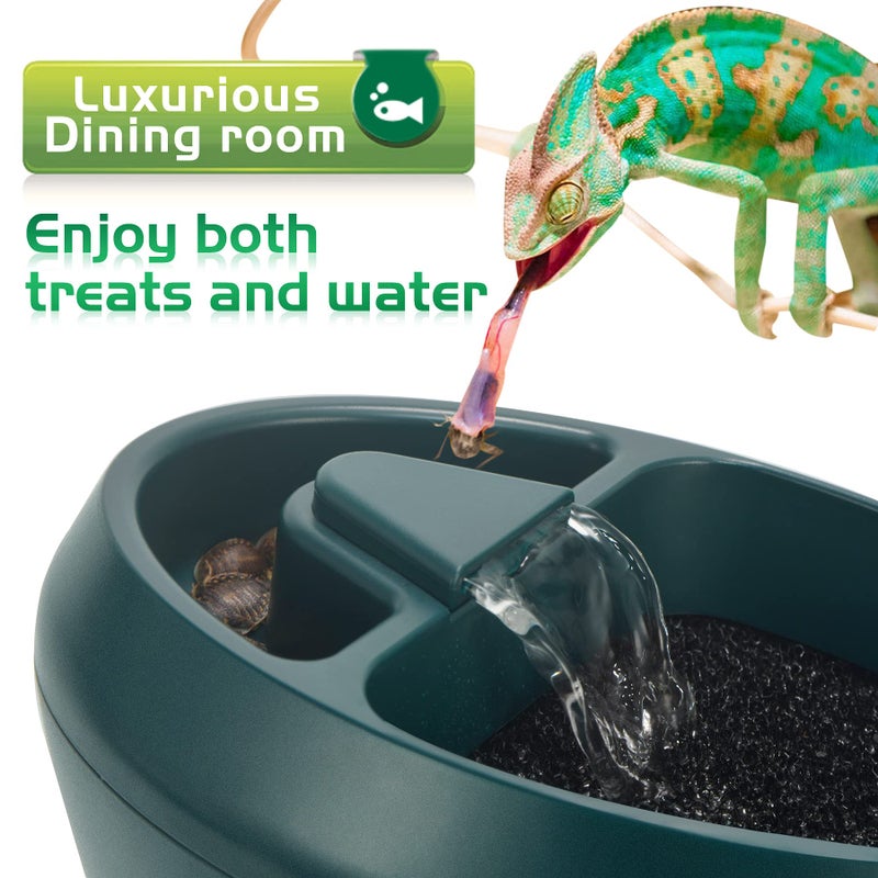 NEPTONION Reptile Chameleon Cantina with Snacks Trough, Drinking Fountain Water Dripper for Amphibians Insects Lizard Turtle Snake Spider Frog Gecko, Comes with Two Pumps (One for Replacement) - Image 3