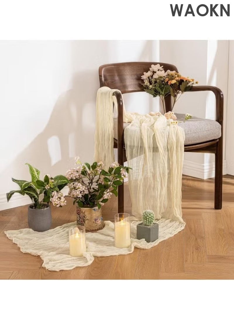 WAOKN The gauze wrinkled tablecloth, European Fried Dough Twists tablecloth and Bohemian style tablecloth are fashionable, simple and versatile. The gauze tablecloth is suitable for wedding decoration and holiday party reception decoration. - Image 1