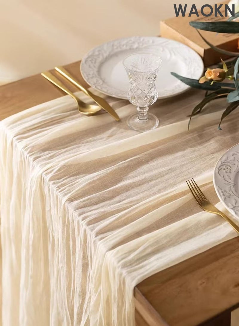 WAOKN The gauze wrinkled tablecloth, European Fried Dough Twists tablecloth and Bohemian style tablecloth are fashionable, simple and versatile. The gauze tablecloth is suitable for wedding decoration and holiday party reception decoration. - Image 4