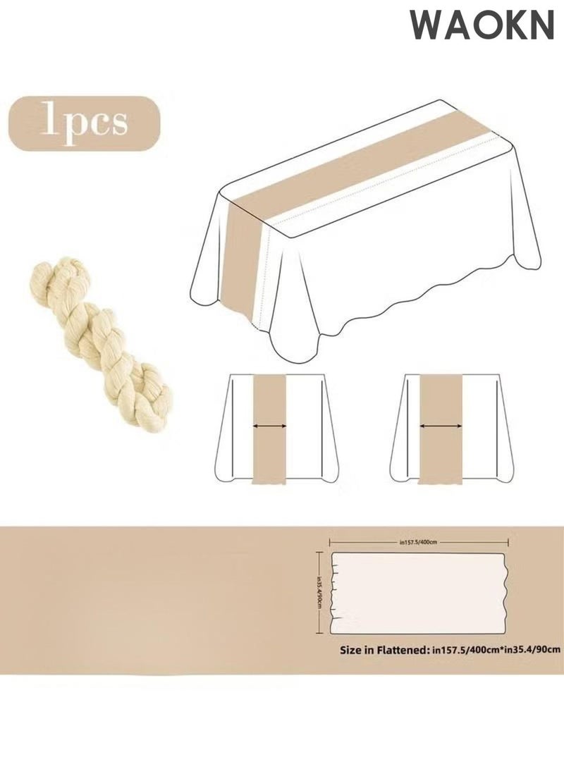 WAOKN The gauze wrinkled tablecloth, European Fried Dough Twists tablecloth and Bohemian style tablecloth are fashionable, simple and versatile. The gauze tablecloth is suitable for wedding decoration and holiday party reception decoration. - Image 3