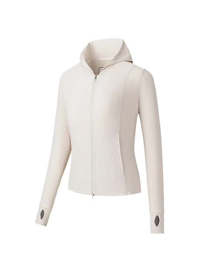 ANTA A-UV PROTECT Women's Slim Fit Brown Workout Training Commute Knit Track Top