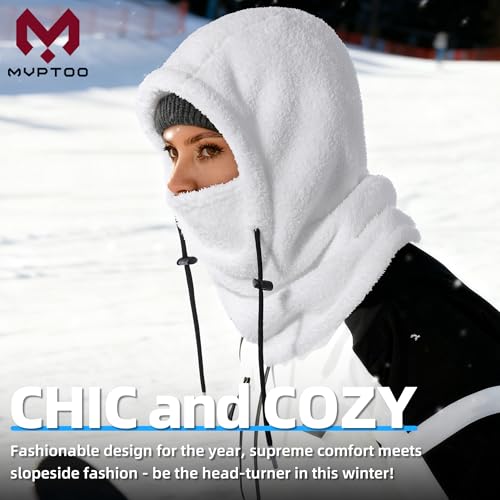 MVPTOO Ski Mask Balalclava Windproof Face Mask Warm Fleece Neck Cover for Cold Weather Helmet Hood for Men & Women (White) - Image 2