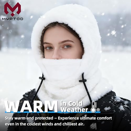 MVPTOO Ski Mask Balalclava Windproof Face Mask Warm Fleece Neck Cover for Cold Weather Helmet Hood for Men & Women (White) - Image 3