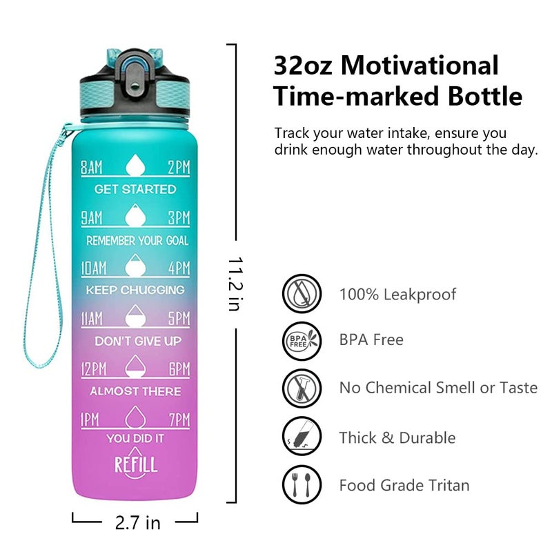 WOLTAX Unbreakable Silicone Water Bottle 1 Litres with Motivational Time Marker Leakproof Durable BPAfree NonToxic Water bottle for office gym Detoxing eBook included Orange Teal - Image 5