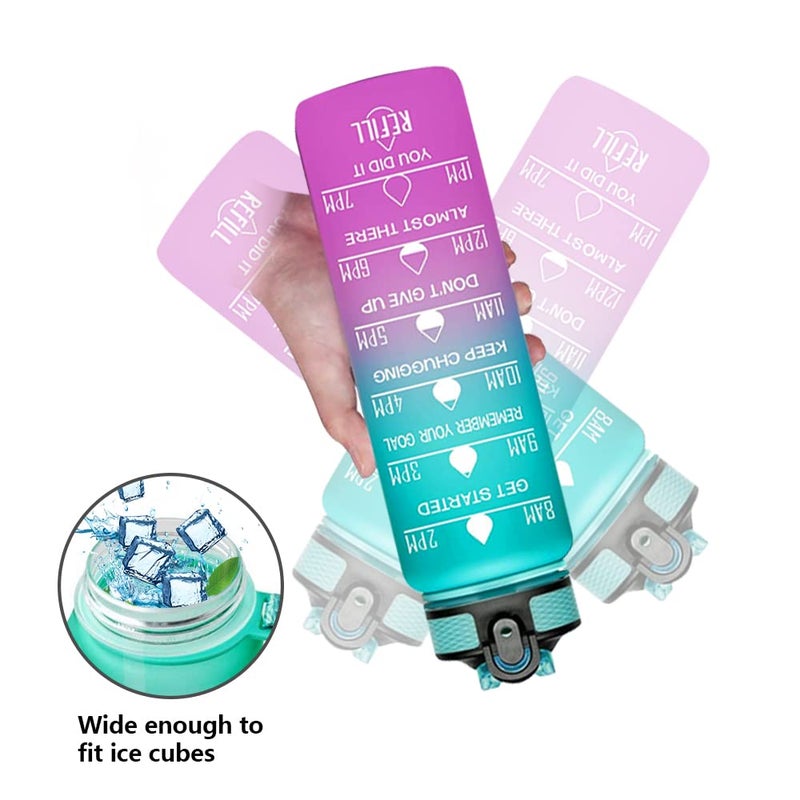 WOLTAX Unbreakable Silicone Water Bottle 1 Litres with Motivational Time Marker Leakproof Durable BPAfree NonToxic Water bottle for office gym Detoxing eBook included Orange Teal - Image 4