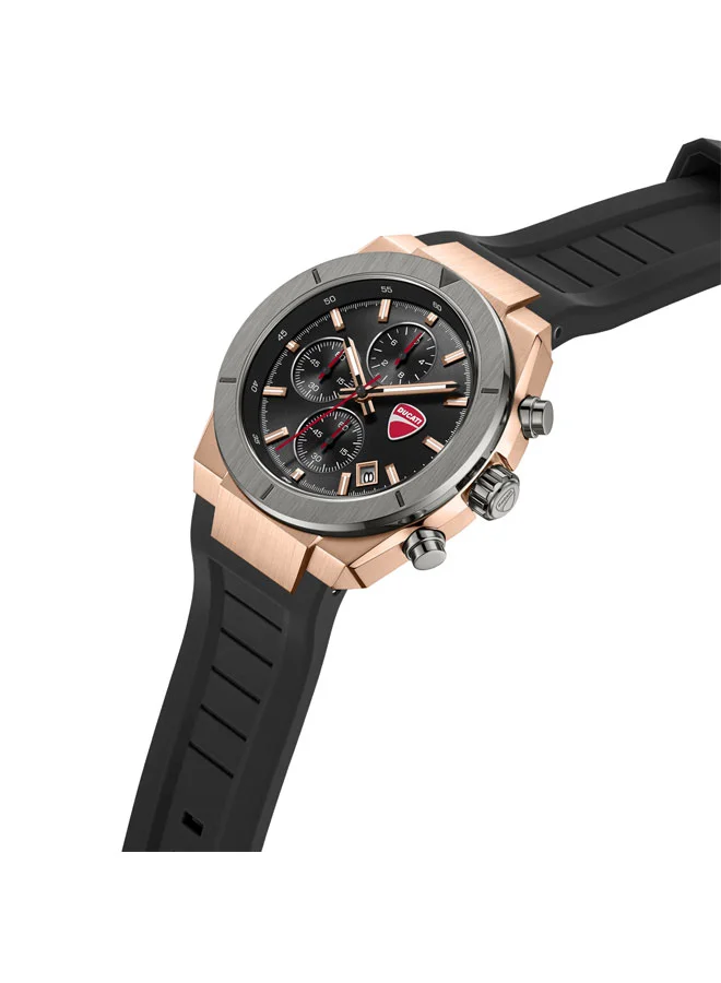 Ducati Frontier Black Dial, Silicone Strap, Chronograph Watch for Men, 43mm