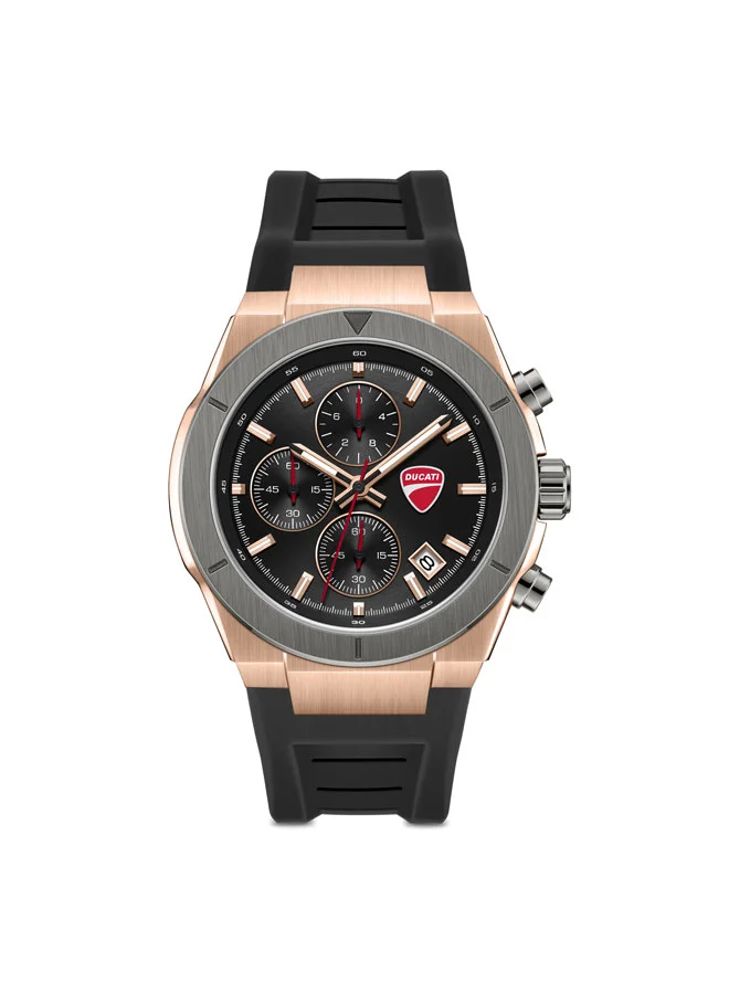 Ducati Frontier Black Dial, Silicone Strap, Chronograph Watch for Men, 43mm