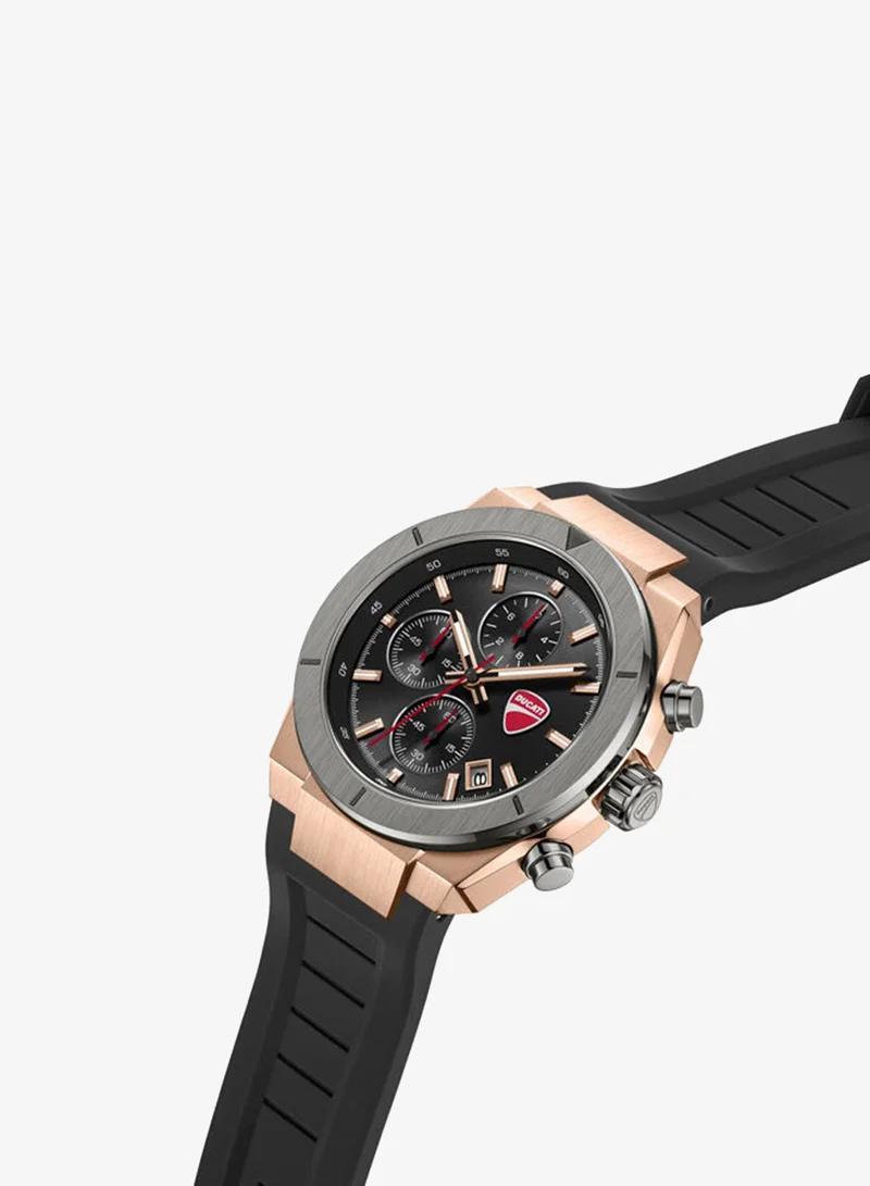 Ducati Frontier Black Dial, Silicone Strap, Chronograph Watch for Men, 43mm