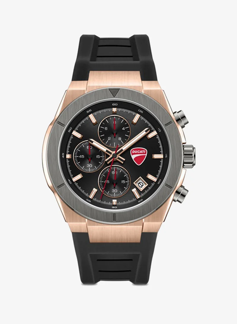 Ducati Frontier Black Dial, Silicone Strap, Chronograph Watch for Men, 43mm
