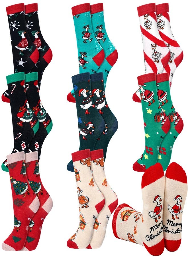 Skicuff جوارب Skicuff 8 أزواج بنقشة أوزة، هدايا عيد الميلاد للنساء والرجال، هدايا عائلية مميزة لمحبي الدجاج والحيوانات - Image 1
