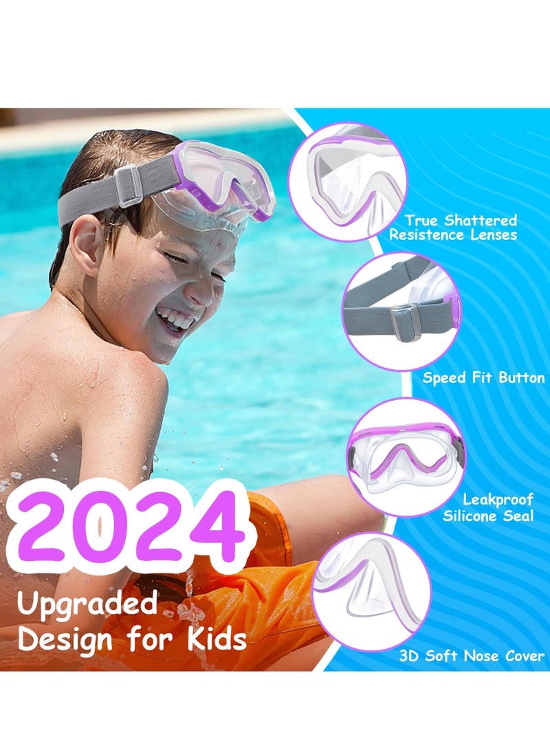 Generic Kids-Goggles with Nose Cover, Diving Mask Elastic Fabric Strap Anti Fog Anti Shattered Lens for Kids Swim Goggles 3-14 - Image 2